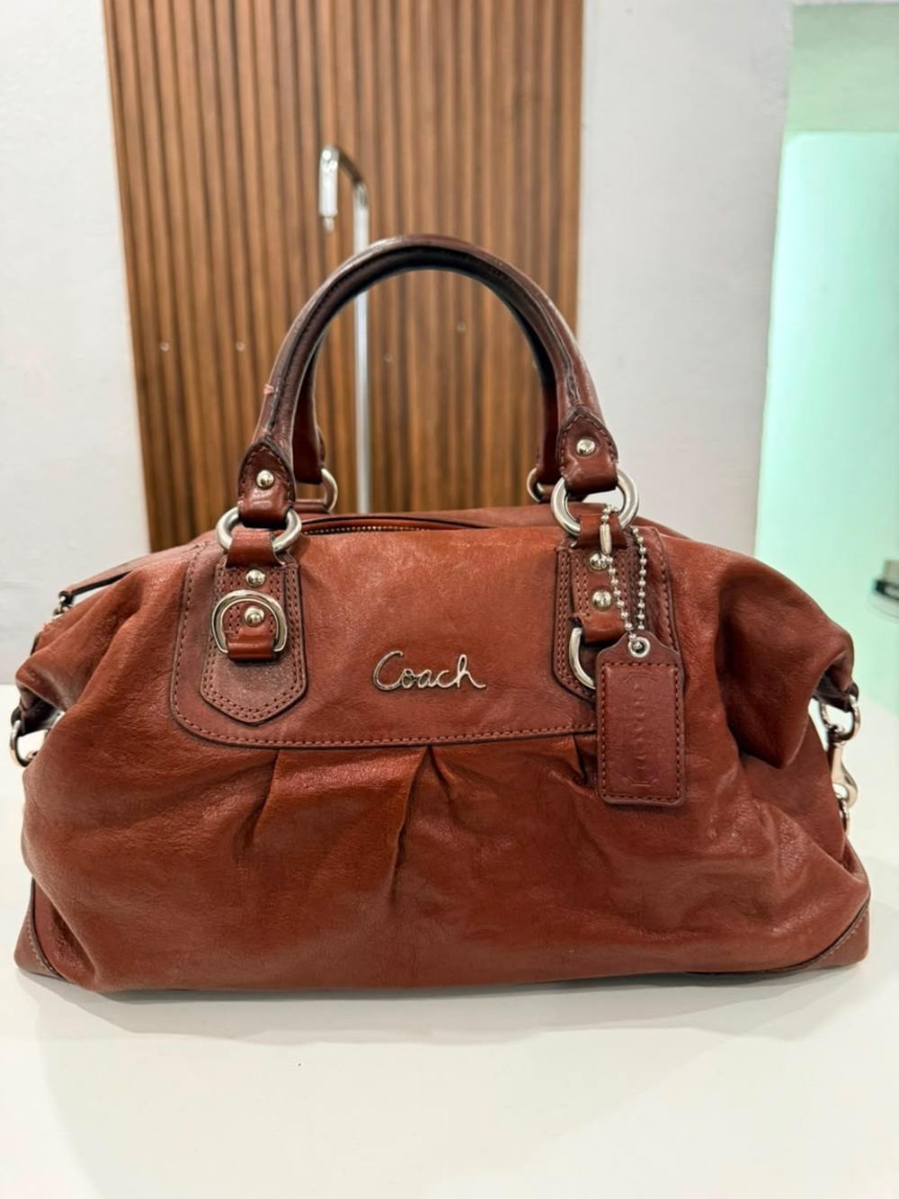 Y2K Coach Ashley Brown Leather Satchel Handbag Women’s Purse #F15447 Vintage